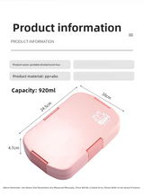 Pink Kids' Lunch Box with Compartments - BPA-Free Microwave Safe Bento Box for School Meals - Front View