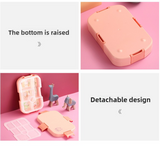 Pink Kids' Lunch Box with Compartments - BPA-Free Microwave Safe Bento Box for School Meals - Top-Down View