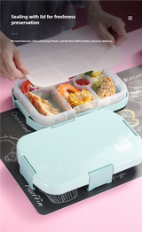 Pink Kids' Lunch Box with Compartments - BPA-Free Microwave Safe Bento Box for School Meals - Rear View