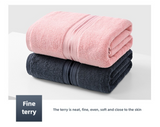 Dark Blue Luxury Cotton Towel Set(Towel + Bath Towel) - Quick Dry, Extra Thick & Absorbent, Perfect for Bath & Beach - Top-Down View
