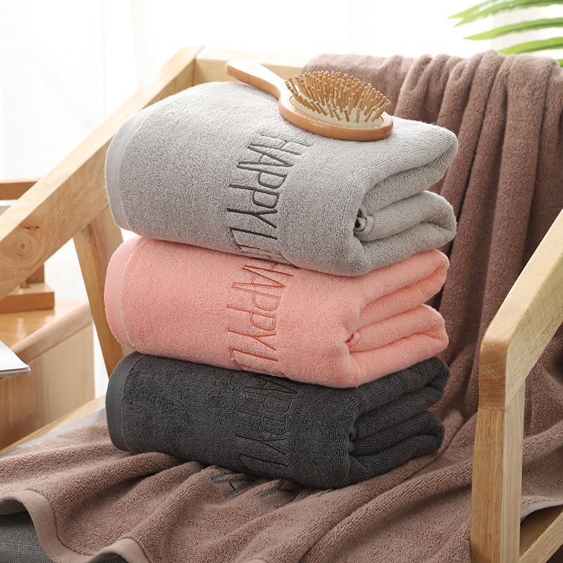 Light Gray Soft Cotton Bath Towel - 70x140cm, Quick Dry, Super Absorbent