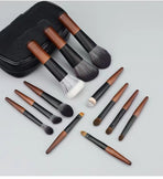 Style B 12-Piece Mini Portable Makeup Brush Set - Fiber Bristle Beauty Tool Set(With storage bag), Storage