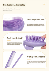 2 Pcs Light Brown Eco-Friendly Wheat Straw Hair Care Set - Massage Brush, Detangling Comb, and V-shaped Comb for All Hair Types - Top-Down View