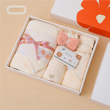 Off White Soft Coral Fleece Towel and Bath Towel Gift Set - 5-Piece Luxurious Absorbent Set - Front View