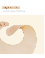 Dinosaur Pattern Beige Soft and Safe Silicone Baby Feeding Set - Bib, Bowl, and Spoon Combo for Mess-Free Meals - Side View