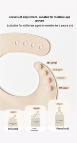 Dinosaur Pattern Beige Soft and Safe Silicone Baby Feeding Set - Bib, Bowl, and Spoon Combo for Mess-Free Meals - 45-Degree Angle