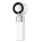 White Portable Turbo Handheld USB Rechargeable Fan with Digital Speed Display ??High-Speed Cooling Fan for Outdoor Use