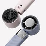 White Portable Turbo Handheld USB Rechargeable Fan with Digital Speed Display ??High-Speed Cooling Fan for Outdoor Use