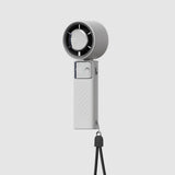 White Portable Turbo Handheld USB Rechargeable Fan with Digital Speed Display ??High-Speed Cooling Fan for Outdoor Use