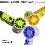 Black And Green 100-Speed Mecha Handheld Fan | USB Rechargeable High-Speed Mini Fan | Powerful & Silent | Lightweight 150g with 6-8 Hour Battery Life - Front View