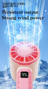 Pink 100-Speed Mecha Handheld Fan | USB Rechargeable High-Speed Mini Fan | Powerful & Silent | Lightweight 150g with 6-8 Hour Battery Life - Close-Up Angle