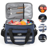 Brown 18L Large Capacity Outdoor Insulated Cooler Bag - Portable Picnic Ice Pack with Shoulder Strap - Side View