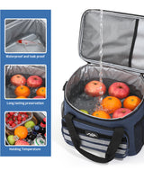 Brown 18L Large Capacity Outdoor Insulated Cooler Bag - Portable Picnic Ice Pack with Shoulder Strap - Low Angle