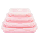 Pink Collapsible Silicone Bento Box Set ??4-Piece Food-Grade Microwave & Freezer Safe Lunch Box Set