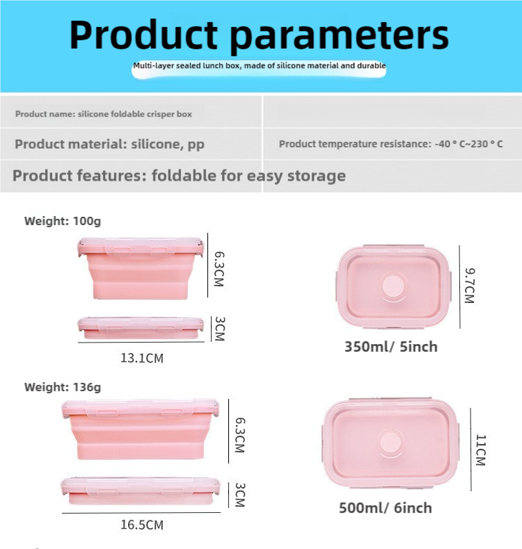 Pink Collapsible Silicone Bento Box Set ??4-Piece Food-Grade Microwave & Freezer Safe Lunch Box Set