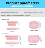 Pink Collapsible Silicone Bento Box Set – 4-Piece Food-Grade Microwave & Freezer Safe Lunch Box Set - Side View