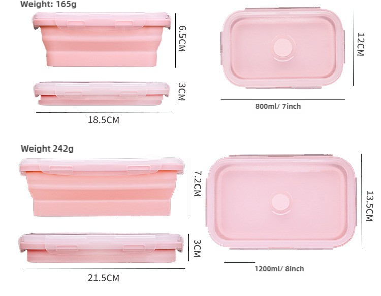 Pink Collapsible Silicone Bento Box Set ??4-Piece Food-Grade Microwave & Freezer Safe Lunch Box Set