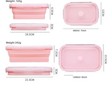 Pink Collapsible Silicone Bento Box Set – 4-Piece Food-Grade Microwave & Freezer Safe Lunch Box Set - Top-Down View