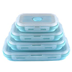 Blue Collapsible Silicone Bento Box Set - 4-Piece Food-Grade Microwave & Freezer Safe Lunch Box Set