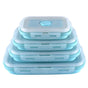 Blue Collapsible Silicone Bento Box Set - 4-Piece Food-Grade Microwave & Freezer Safe Lunch Box Set