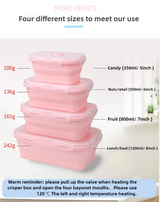 Blue Collapsible Silicone Bento Box Set - 4-Piece Food-Grade Microwave & Freezer Safe Lunch Box Set - 45-Degree Angle
