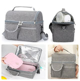 Grey Large Insulated Breast Milk Storage Bag, Dual Layer with Aluminum Foil Lining, Waterproof Oxford Fabric, Portable Handheld Food Container - Side View