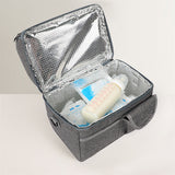 Grey Large Insulated Breast Milk Storage Bag, Dual Layer with Aluminum Foil Lining, Waterproof Oxford Fabric, Portable Handheld Food Container - Top-Down View
