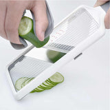 Grey Multi-Function Vegetable Cutter, Potato Slicer, Fruit Slicing Machine, Grater for Carrots & More - Front View