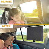 2 Pcs 40*50cm Black Adjustable Retractable Car Side Window Sun Shade - UV Protection, Easy Installation with Suction Cups - Side View