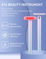 Gradient Pink Eye Massager for Dark Circles and Puffiness, Portable EMS Microcurrent Beauty Device for Skin Firming, Wrinkle Reduction, and Eye Care - Side View