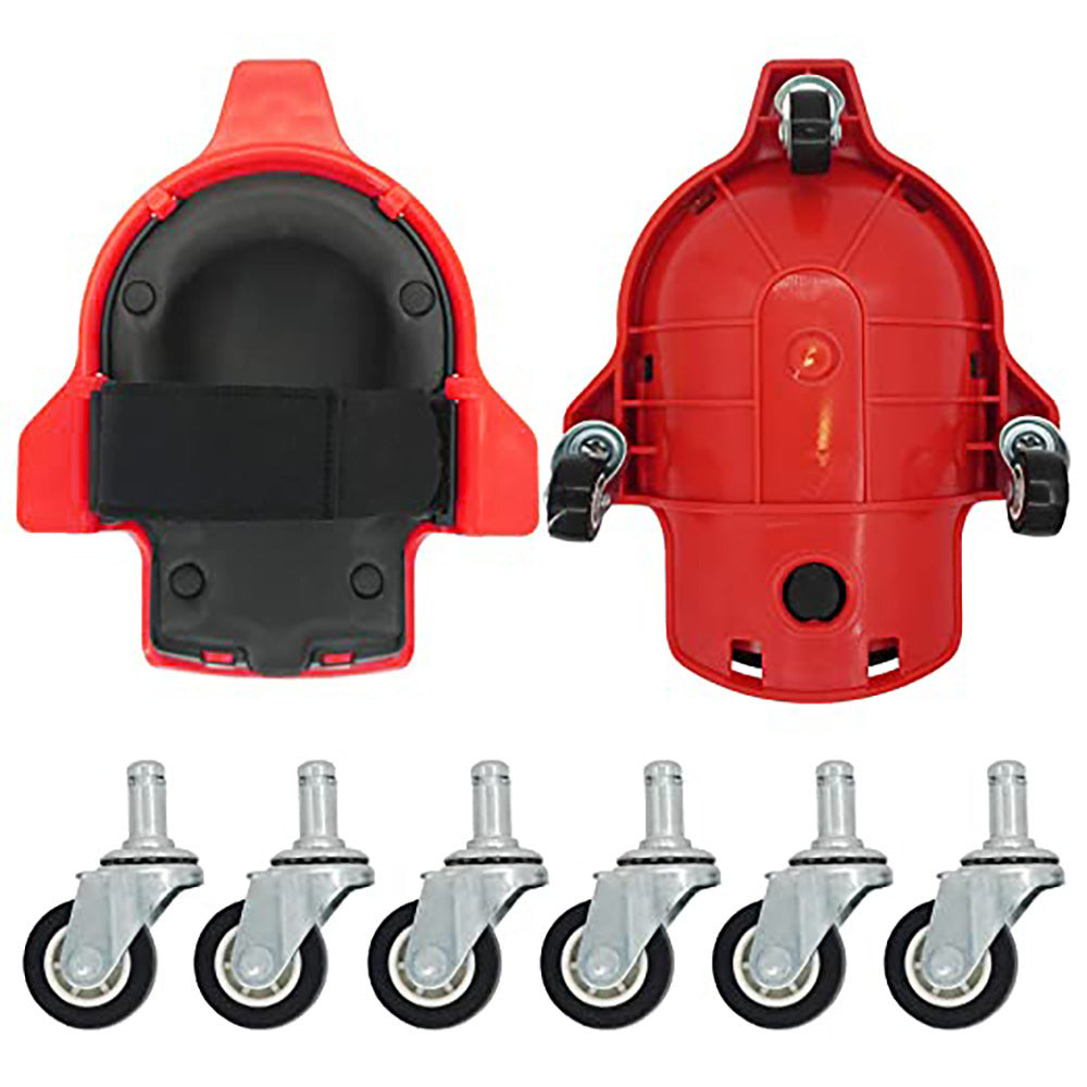 1 Pair Set Red Multi-Function Knee Pads with Swivel Wheels for Comfortable Knee Protection ??Ideal for Construction, Tiling, Woodworking & More