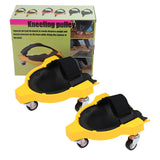 1 Pair Set Black Multi-Function Knee Pads with Swivel Wheels for Comfortable Knee Protection - Ideal for Construction, Tiling, Woodworking & More - Close-Up Angle