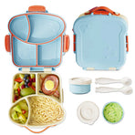 Purple Kids Bento Box with Dividers, Microwave Safe, Leak-Proof Lunch Box with Fork & Spoon - Eco-Friendly PP Plastic, Colorful, Leakproof Food Storage