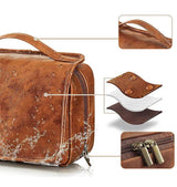 Yellowish Brown Luxury PU Business Travel Toiletry Bag - Large Capacity Waterproof Makeup Organizer with Dividers - Portable & Stylish Bathroom Storage - Rear View