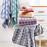 Cyan Premium Coral Fleece Towel Set - 1 Bath Towel (88x170cm) + 3 Hand Towels (35x35cm) - Soft, Absorbent, and Quick-Drying - Side View