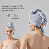 2 Pcs Pink Super Absorbent Waffle Weave Hair Towel, Multi-Functional Quick Drying Turban for Women, Soft & Fast Drying Head Wrap - Front View