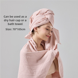 2 Pcs Grey Super Absorbent Waffle Weave Hair Towel, Multi-Functional Quick Drying Turban for Women, Soft & Fast Drying Head Wrap - Side View
