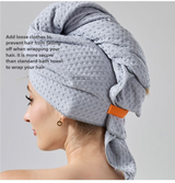 2 Pcs Grey Super Absorbent Waffle Weave Hair Towel, Multi-Functional Quick Drying Turban for Women, Soft & Fast Drying Head Wrap - Top-Down View