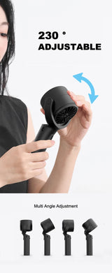 Black Portable Neck Fan, Adjustable Speed & 230° Rotation, Rechargeable 4500mAh Battery, Quiet Operation with Type-C Charging - Summer Cooling Solution - Rear View
