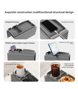 Black Multi-Function Sofa Cup Holder Tray, Silicone Drink Organizer, Adjustable and Easy-to-Clean Sofa Armrest Storage Box for Drinks, Snacks, and Gadgets - Side View