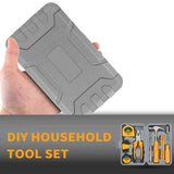 Yellow 24-Piece Household Tool Set, Complete Home Repair Kit with Tape Measure, Pliers, Screwdrivers, Hammer, and 12 Bits Set - Side View