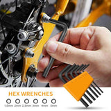 Yellow 24-Piece Household Tool Set, Complete Home Repair Kit with Tape Measure, Pliers, Screwdrivers, Hammer, and 12 Bits Set - Rear View