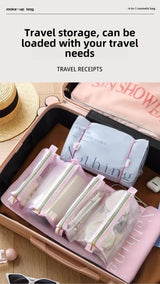 Pink Portable 4-in-1 Cosmetic Storage Bag, Removable Travel Organizer for Makeup, Toiletries, and Small Accessories - 45-Degree Angle