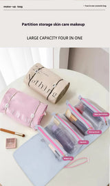 Purple Portable 4-in-1 Cosmetic Storage Bag, Removable Travel Organizer for Makeup, Toiletries, and Small Accessories - Side View