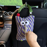 Purple And Green Cartoon Monster Tissue Box, Plush Tissue Holder for Car or Home, Cute and Fun Design - Side View