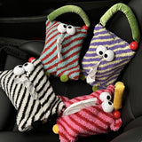 Blue And Red Cartoon Monster Tissue Box, Plush Tissue Holder for Car or Home, Cute and Fun Design - Front View