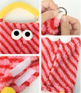 Blue And Red Cartoon Monster Tissue Box, Plush Tissue Holder for Car or Home, Cute and Fun Design - Top-Down View