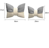 1 Pair (Headrest + Pillow) Black Cute Bowtie Car Headrest Pillow and Waist Cushion Set, Stylish Houndstooth Design, Soft Neck and Back Support for Car Interior - Side View