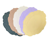 2 Pcs Grey Oval Embossed Floral Edged Silicone Placemats, Non-Slip, Heat-Resistant, Easy-to-Clean Dining Table Mats, Korean and European Style - Front View