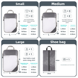 4-piece Set Beige Compression Travel Storage Bags Set, Mesh Travel Organizers for Luggage, Foldable and Space-Saving Packing Cubes